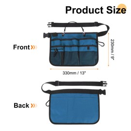 sourcing map Oxford Waist Tool Apron 13"x9" Adjustable Garden Tool Belt Bag Work Apron with 6 Pockets for Men and Women Woodworking Pouch, Dark Blue