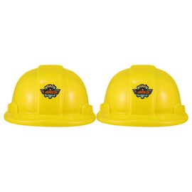 jojofuny 2 Pcs Yellow Toy Construction Hard Hat, Kids Role Play Construction Worker Hard Helmet, Plastic Pretend Play Toys Hats for Building Party Dress Up Costume Accessories