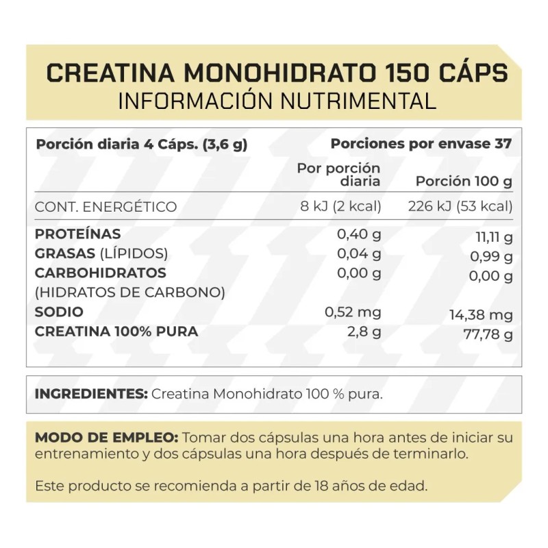 Suplemento Creatina Monohidrato 100 (150 Cps) - Prowinner Natural