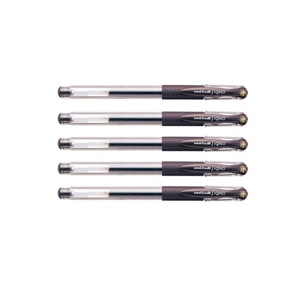 Uni Gel Ballpoint Pen Uni-Ball Signo Extra Fine 0.38mm, Brown Black 5pcs