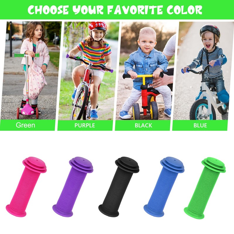 URAQT Bike Handlebar Grips, Solid Color Children's Bike Handlebars, Soft