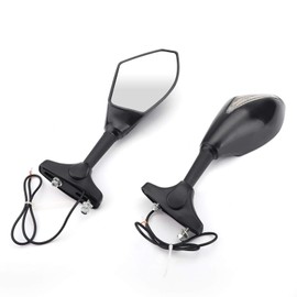 VIPIH Black Rear View Side Mirrors With LED Turn Signals Fit For SUZUKI GSXR 600 750 1000 For Hayabusa GSF Katana TL1000R