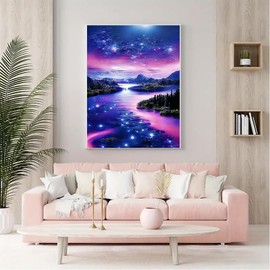 Skyboda Aurora Diamond Painting Kits for Adults, DIY Sea Diamond Art Kits Landscape Full Round Drill Gem Art Diamond Dots for Home Wall Art Decor 30x40cm