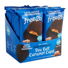 Free 2b Sea Salt Caramel Cups, Safe for School and Allergy Friendly - Gluten-Free, Dairy-Free, Nut-Free, and Soy-Free - Dark Chocolate, 2-Cup Packages (Pack of 12)