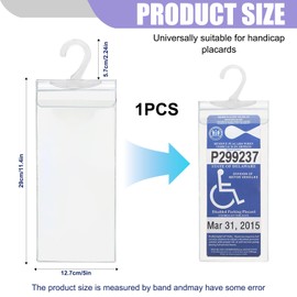 Wogomz Car Handicap Placard Holder, Ultra Transparent Disabled Parking Permit Protective Cover, Disability Parking Placard Protector with Large Plastic Hanger, Car Accessories
