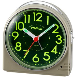 Mag T-730 CGM-Z Alarm Clock, Small, Analog, Easy to Read, Quiet, Continuous Second Hand, Electronic Sound, Alarm, Snooze Light, Champagne Gold, Firefly