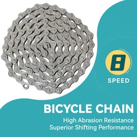 Single/6/7/8/9/10 Speed Bike Chain, Bike Chain for Road Mountain Racing Cycling E-Bike MTB Silver/Gold (Silver 6/7/8 Speed)