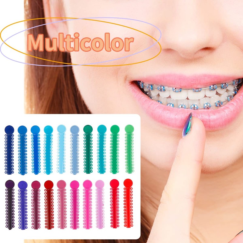 1040 Pcs Multicolored Braces Rubber Bands Orthodontic Ligature Ties O-Rings