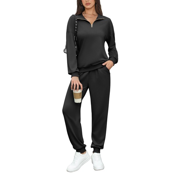 ELESOL Women's 2025 Fall Two Piece Outfit Tracksuit Quarter 1/4