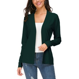 Urban CoCo Women's Long Sleeve Open Front Knit Cardigan Sweater (Dark Green, S)