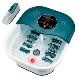 SPA4PIEDS Foot Spa Bath Massager with Heat, Bubble Jets, Red Light & Timer, Pedicure Foot Spa with 95-118℉ Temperature Control, 8 Shiatsu Rollers, Pumice Stone, Gift for Mom and Dad