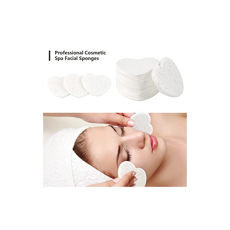 50 esponjas faciales comprimidas, 100% natural de celulosa esponjas profesionales