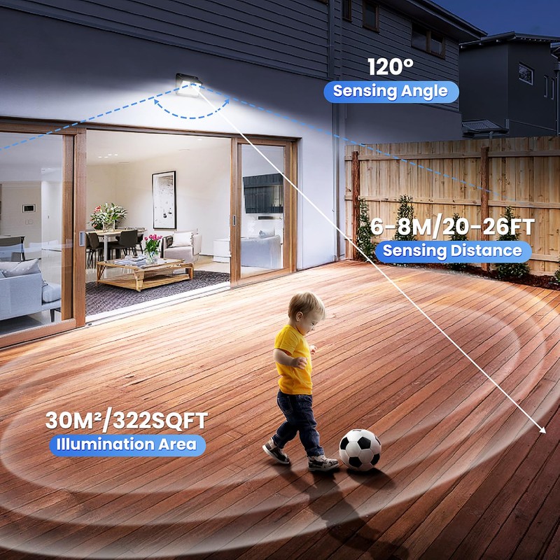 [2 Packs] Solar Motion Sensor Outdoor Lights, Super Bright Solar