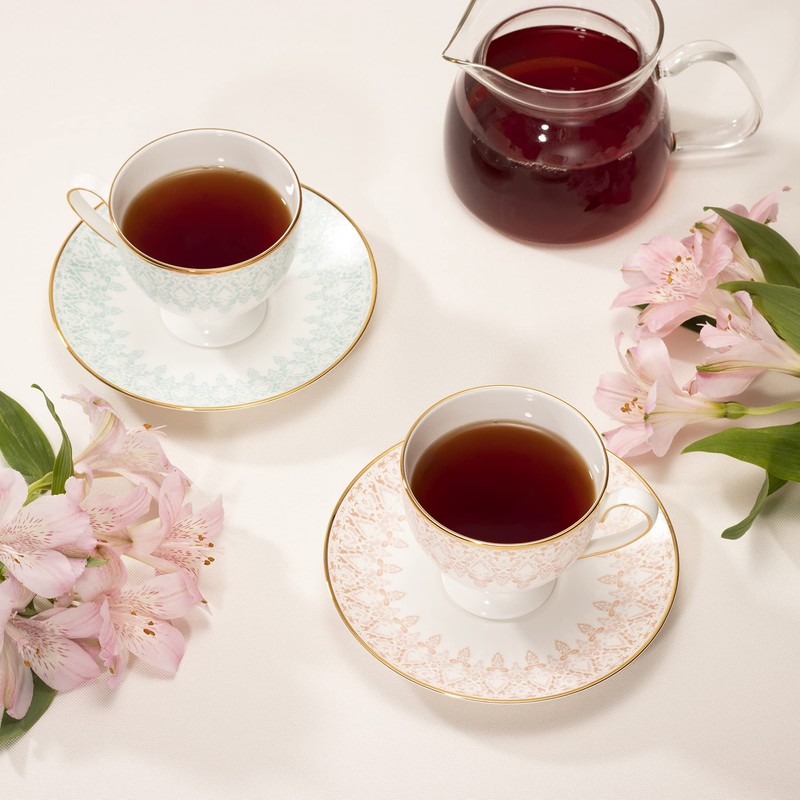 Narumi 97104-20861 Cup & Saucer Set, Aurora, Assorted, Blue &