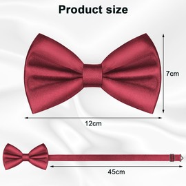 URAQT Men's Bow Tie, Classic Solid Color Pre-Tied Bow Tie for Men, Satin Tux Bowtie, Adjustable Formal Neck Bowtie for Parties, Wedding