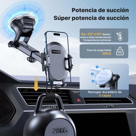 Miracase Soporte Celular Automóvil [Multifunción 4 en 1 Potente Ventosa] Porta Celular Auto para Parabrisas/Salpicadero/Ventilación/Escritorio, Universal Compatible con Todos los Celular de ''4-7''