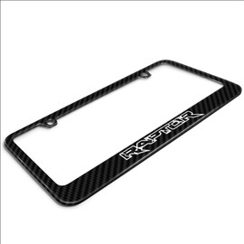 iPick Image for - Ford Raptor Outline Dual Logo Black Real Carbon Fiber License Plate Frame
