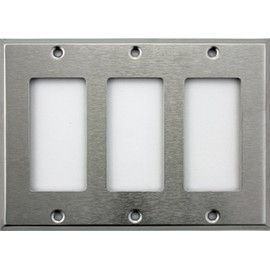 Brushed Satin Stainless Steel 3 Gang Wall Plate - 3 GFI/Rocker Openings