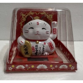 Cal Mart Gifts Solar Powered  ManekiNeko Welcoming Hands Waving Fortune Cat-Money Come from All