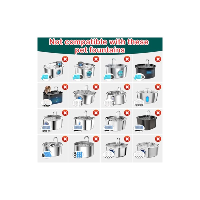 Cat Water Fountain Replacement Filters - 16 Pack