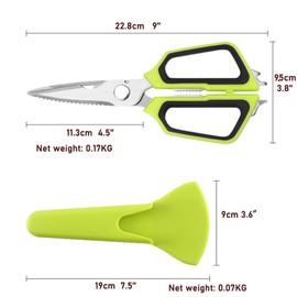 Premium Kitchen Shears,Heavy Duty Shears Ultra Sharp Stainless Steel Multi-function Kitchen Scissors,Detachable- Vegetable, Meat, Pizza Scissors - Food Stain Resistant (GreenBlack)
