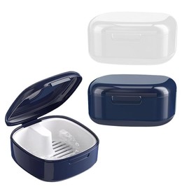 Set of 2 Denture Box Dentures Box Dentures Container Denture Box with Strainer with Hanger for Storing Dentures Braces Portable Suitable for Going Out and Travel
