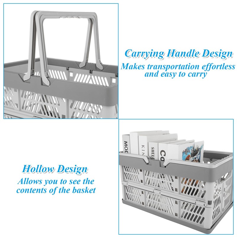 LDHHYH 3 Pack 20L Collapsible Storage Crates with Handle, Plastic