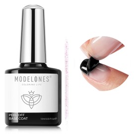 modelones Non-U V Peel off Gel Base Coat, Quick Dry Peelable Base Coat for Gel Nail Polish Beginner Friendly Gentle Protection for Thin & Weak Nails,10ml