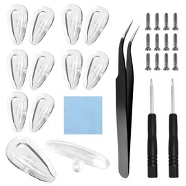 Eyeglass Nose Pads For Glasses Silicone Anti Slip Nose Pads Optical 6 Pairs Screw-in Oakley Tincup Non Slip Screwsdriver 2 Screws Clean Cloth(Scerw-in,15 * 7mm)