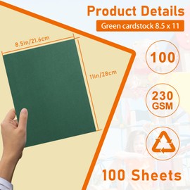 Guakicae 100 Sheets Dark Green Cardstock 8.5 x 11 Crafts Paper, 80lb Premium Christmas Green Card Stock for DIY Cards Making, Wedding Invitations, Thank You Cards, Certificates, Party