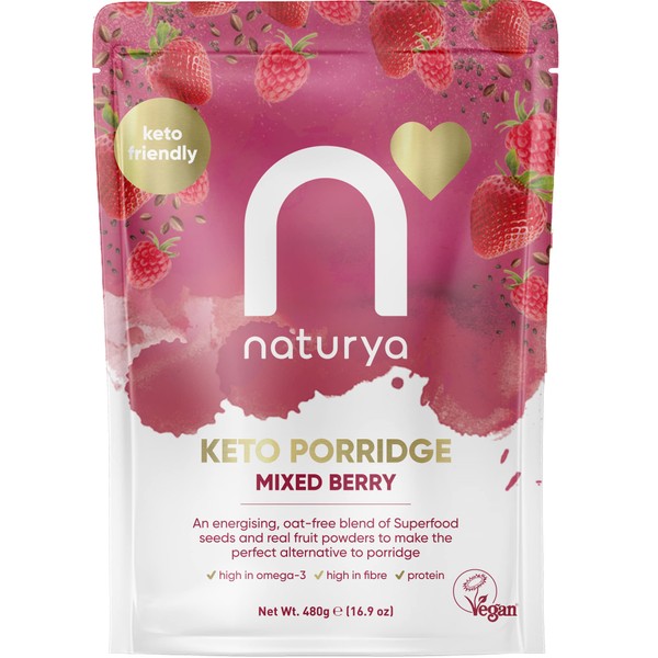 Naturya Keto Porridge Oat-Free 480g (Mixed Berry), Healthy Breakfast, No Added Sugar, Gluten-Free and Vegan
