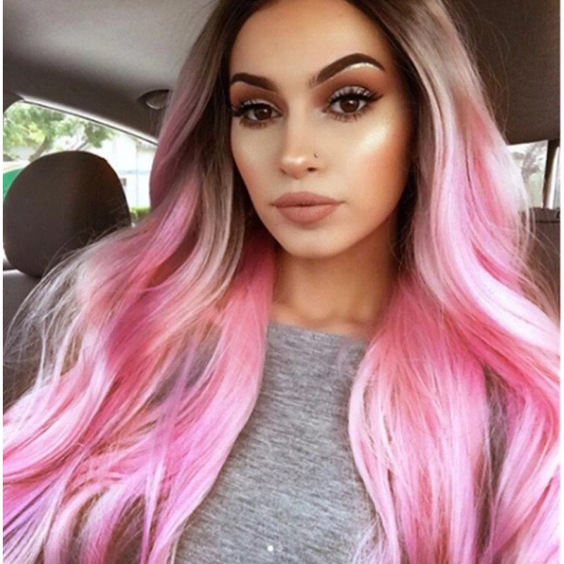 Bonniful Peluca Balayage Larga Fibra Natural Cabello Ondulada Dama