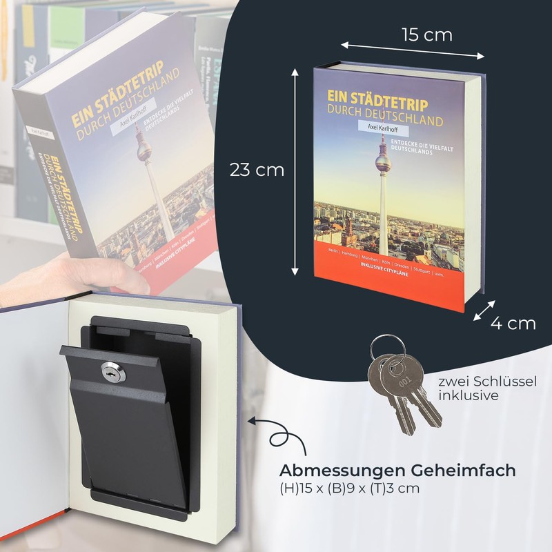 HMF 80915 Book Safe Cash Box Paper Pages 23 x