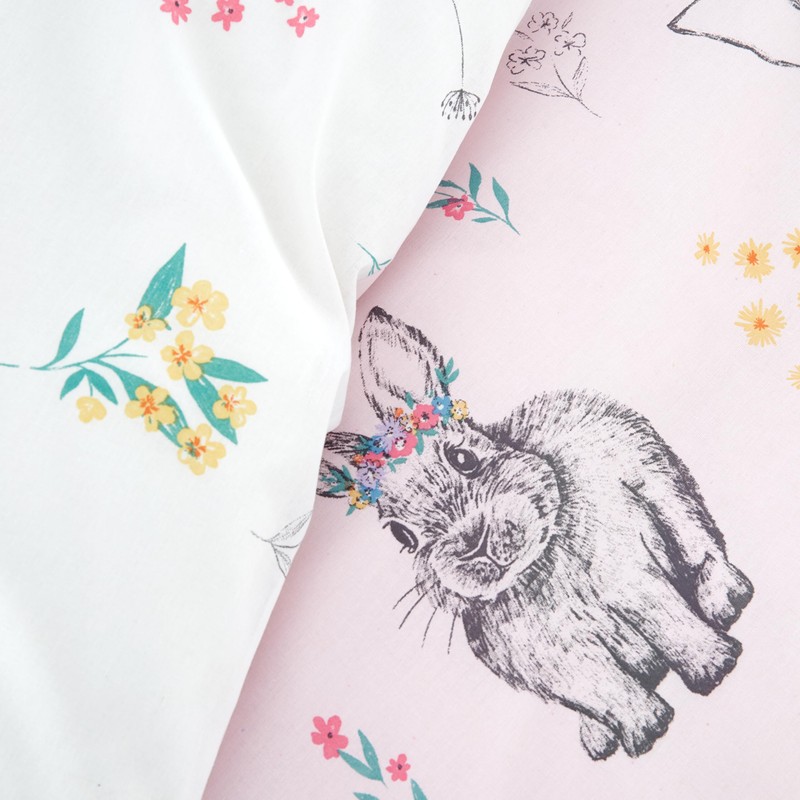 Catherine Lansfield Bunny Tails Ditsy Flowers Reversible Single Duvet Cover