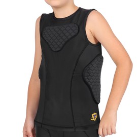DGQY Youth Football Protective Vest with 10mm Thick Pads – Breathable Rib & Chest Guard for Kids – Lightweight Compression Shirt for Football Baseball Lacrosse Paintball