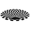 Round Black White Grid Carpet 3D Vortex Room Bedroom Anti