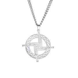 VASSAGO Saint Bridget Cross Necklace Irish Celtic Cross Pendant Necklace Christian Protection Pendant Religious Amulet Jewellery Gift for Women Men, Stainless Steel