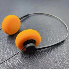 Poemtian Mini Stereo Lightweight Wired Retro Headphones for Phone Tablet (Orange)