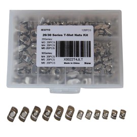 IEUYO 2020 3030 Series T Nuts, M3 M4 M5 M6 T Slot Nut Hammer Head Fastener Nut for Aluminum Profile Accessories, 120 Pcs/6Sizes