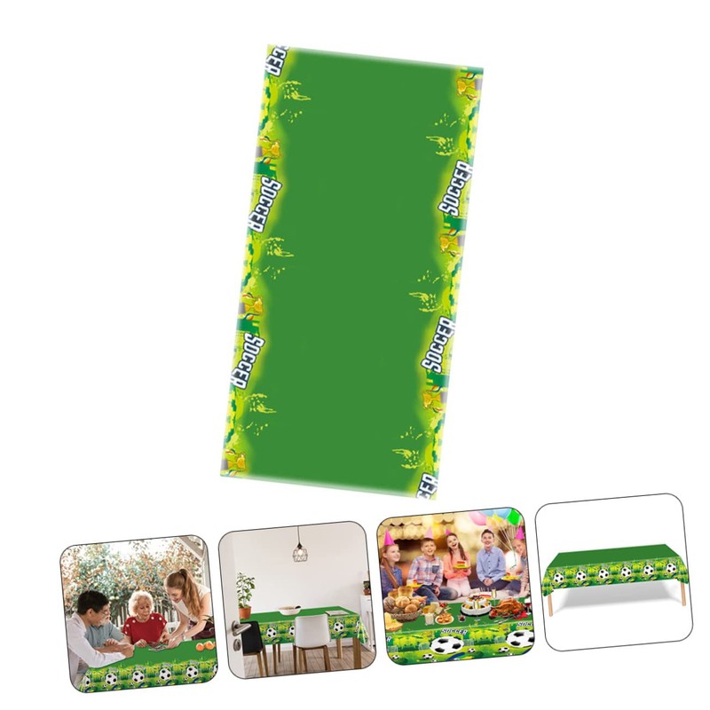Zerodeko Wear Resistant Pe Table Cover with Soccer Prints Decorative