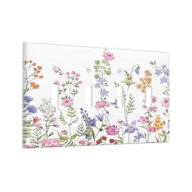 Colorful Vintage Floral Wild Flower 4 Gang Quad Toggle Device Light Switch Cover Wall Plate Decorative Electrical Faceplate Large Size Outlet Covers