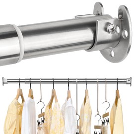 FIRJOY Closet Rods for Hanging Clothes - Heavy Duty, Length Adjustable (Silver, 66.5" - 76")