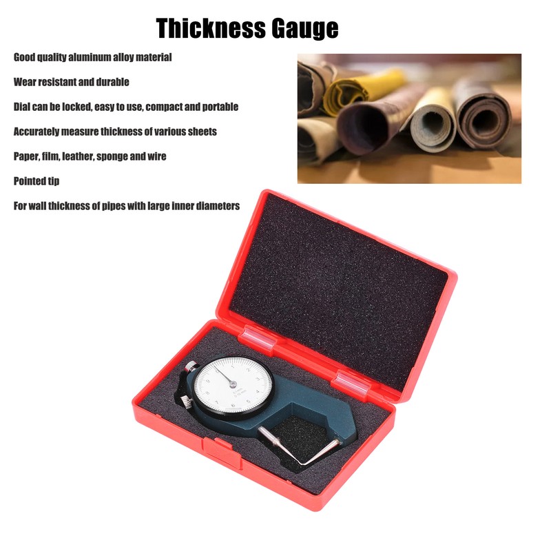 Dial Thickness Gauge Curved Tip Head 0 to 10mm Range