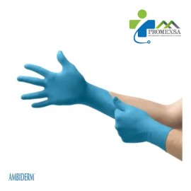 Guantes descartables antideslizantes Ambiderm, azul talle CH de Nitrilo Soft x 100 unidades