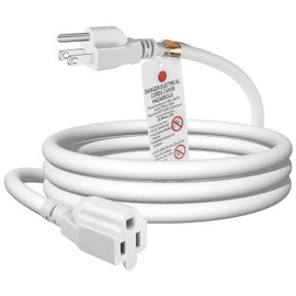 VSEER 6 Feet 1875W 15A Heavy Duty Extension Cord Outlet Saver 3-Prong 14 AWG Power Extension Cord White,UL Listed