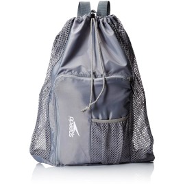Speedo Frost Grey Mesh Equipment Bag with Shoulder Straps for Swim Gear