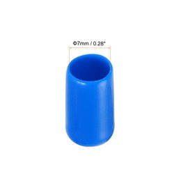 Rebower 50 Pack Screw Thread Protector Cover Rubber End Caps, [for Screw, Bolt, Rod End Cap] - 1/4 inch(7mm) Inner Dia/Blue