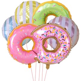 6PCS Big Donut Foil Balloons Large Mylar Doughnut Balloons for Kids Birthday Party Wedding Decoration Baby Shower Donut Time