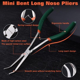 SPEEDWOX Mini Tapered Lead Pliers, Tool, Tapered Pliers, Bent Type, Mini Micro Pliers, Needle Remover Pliers, Long, Micro Radio Pliers, Tweezers, Mini Bent Type, Long Reach, Miniature, Spring