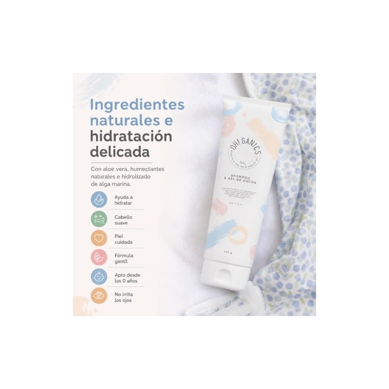 OH! GANICS Shampoo y Gel de Ducha para Bebé, 250